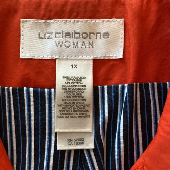 Women’s Liz Claiborne Woman 1x Fall trench style jacket, pumpkin color - Picture 5 of 7